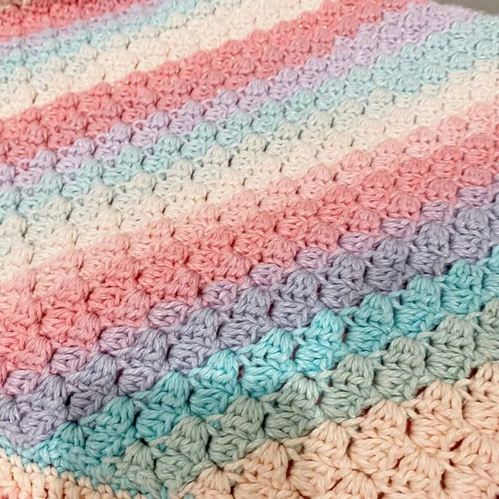 Vintage Handmade Pink Rainbow Baby Blanket 3’ x 4’ throw blanket